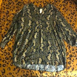 Snakeskin longs-sleeve dress